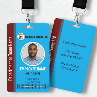 Badge Carte d'identité professionnelle moderne bleu et b