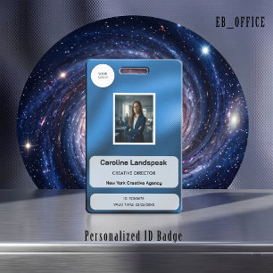 Badge Carte d'identité professionnelle moderne bleu roi 