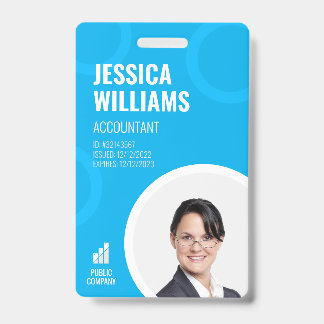Badge Carte d'identité professionnelle moderne bleue pou