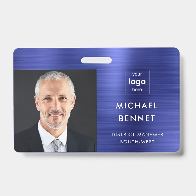 Badge Carte d'identité professionnelle moderne en bleu m (Avant)