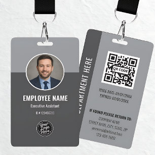 Badge Carte d'identité professionnelle moderne gris fonc