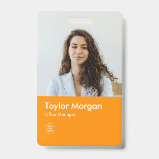 Badge Carte d'identité professionnelle moderne Orange | 