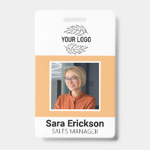 Badge Carte d'identité professionnelle moderne Peach ave