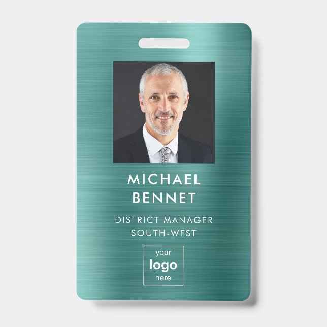 Badge Carte d'identité professionnelle moderne verte mét (Avant)