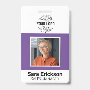 Badge Carte d'identité professionnelle moderne violette