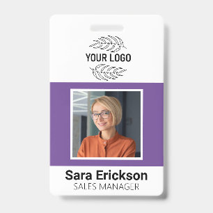 Badge Carte d'identité professionnelle moderne violette