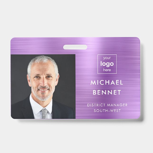 Badge Carte d'identité professionnelle moderne violette  (Avant)
