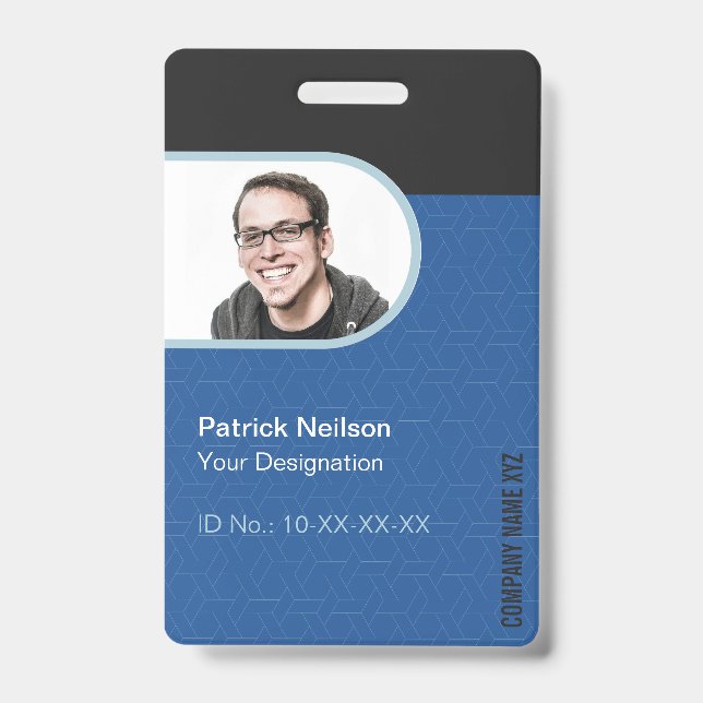 Badge Carte d'identité professionnelle noir bleu avec ph (Avant)