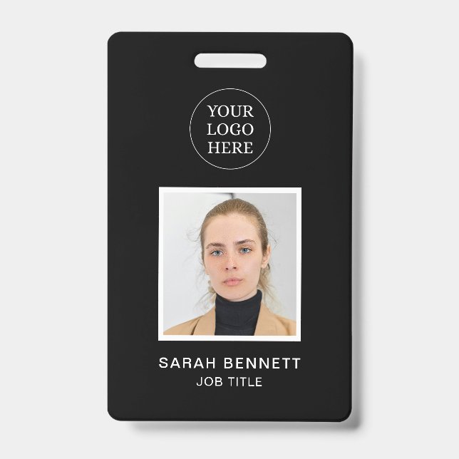Badge Carte d'identité professionnelle noire chic  (Avant)