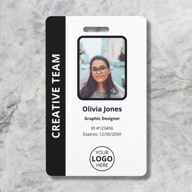 Badge Carte d'identité professionnelle noire pour les em (Créateur téléchargé)