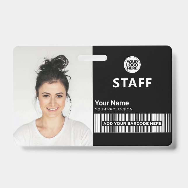Badge Carte d'identité professionnelle noire totale ID d (Avant)