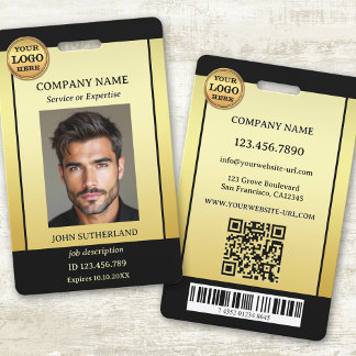 Badge Carte d'identité professionnelle or et noir