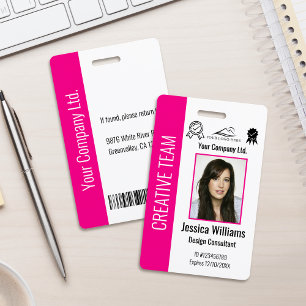 Badge Carte d'identité professionnelle personnalisée ros