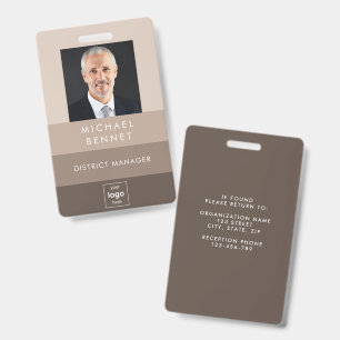 Badge Carte d'identité professionnelle photo marron beig