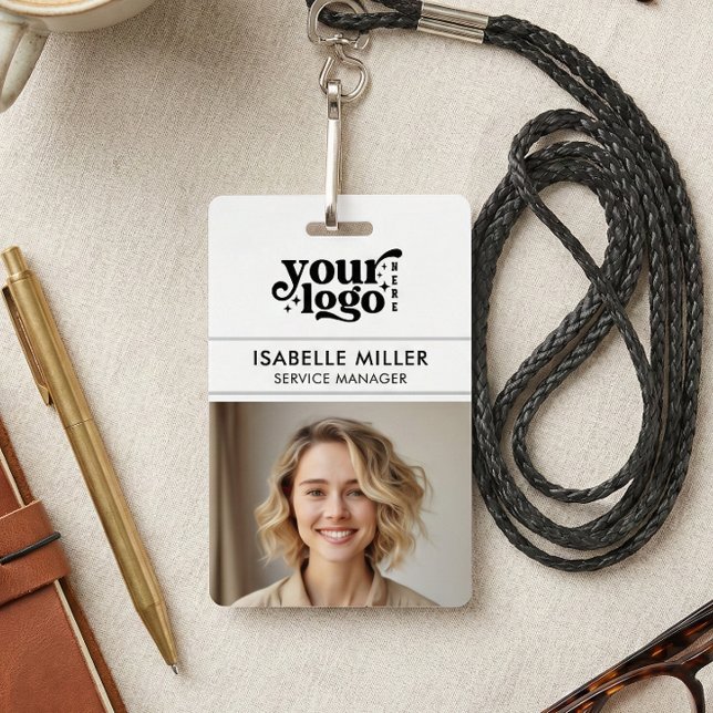 Badge Carte d'identité professionnelle QR Moderne Grande (Business ID Card QR Modern Large Photo Employee Badge)