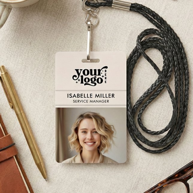 Badge Carte d'identité professionnelle QR Moderne Grande (Business ID Card QR Modern Large Photo Employee Badge)