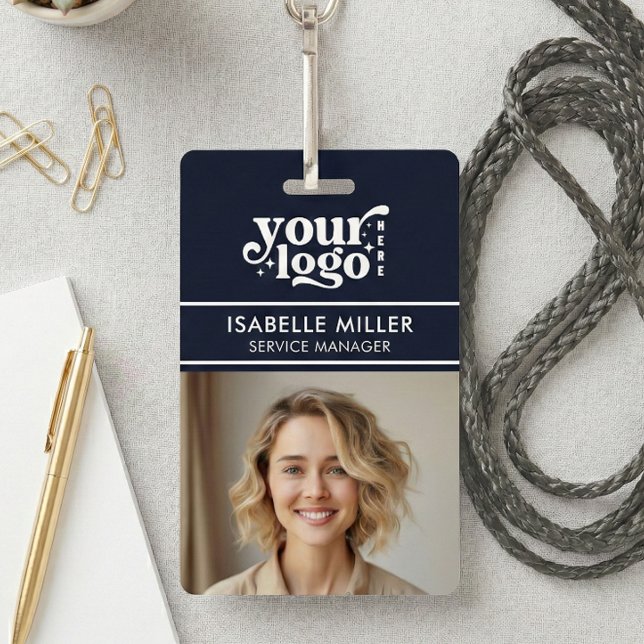 Badge Carte d'identité professionnelle QR Moderne Grande (Business ID Card QR Modern Large Photo Employee Badge)