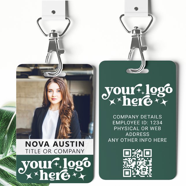 Badge Carte d'identité professionnelle verte avec logo d (Créateur téléchargé)