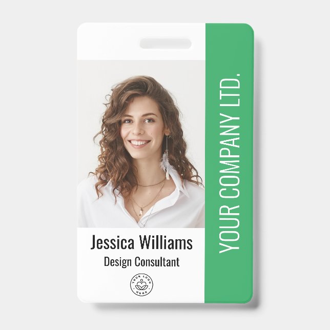 Badge Carte d'identité professionnelle verte avec photo  (Avant)