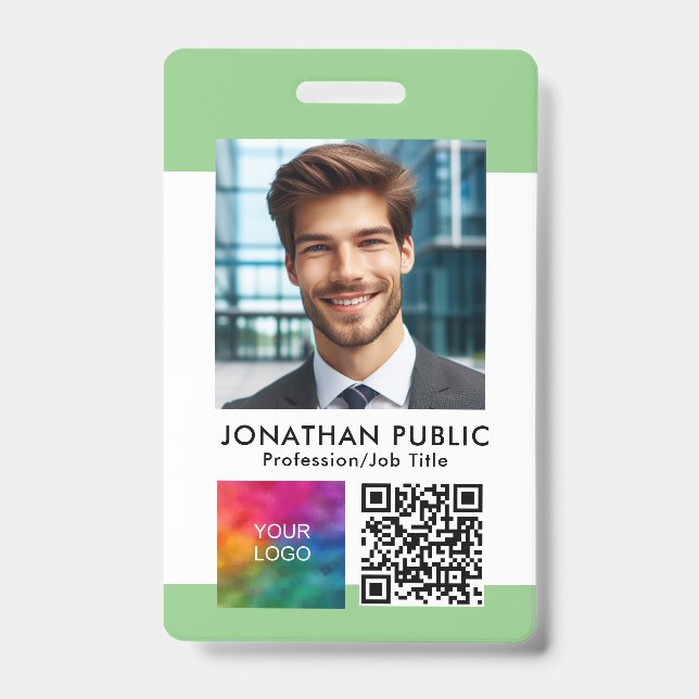 Badge Carte d'identité QR Code Logo Entreprise Étiquette (Avant)