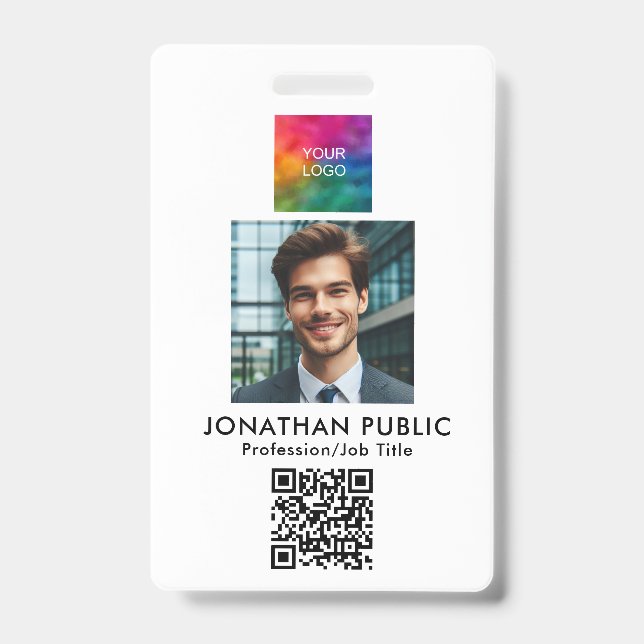 Badge Carte d'identité QR Code Photo de l'employé Logo d (Avant)