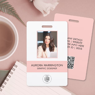 Badge Carte d'identité Rose Gold Minimaliste Employé Pho