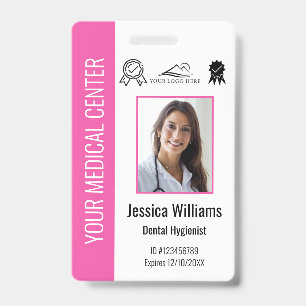 Badge Carte d'identité rose personnalisée pour employé m