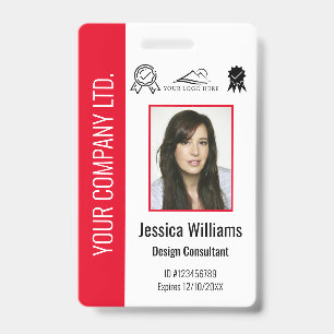 Badge Carte d'identité rouge personnalisée pour employé