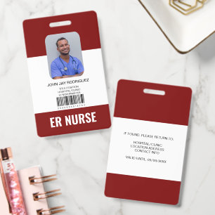 Badge Carte d'identité rouge personnalisée pour le perso