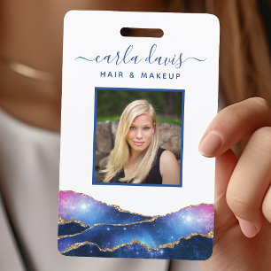 Badge Carte d'identité Salon Galaxie Aquarelle Agate Scr