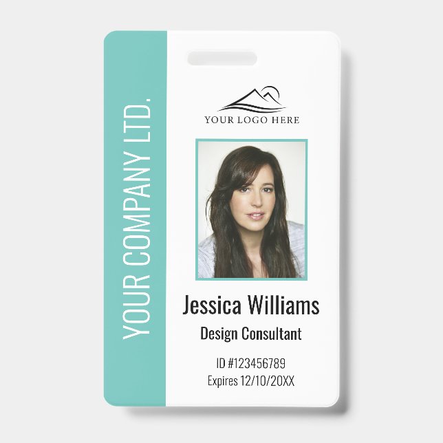 Badge Carte d'identité sarcelle personnalisée pour emplo (Avant)