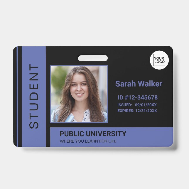 Badge Carte d'identité scolaire universitaire bleue d'ét (Avant)