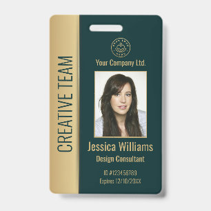Badge Carte d'identité verte personnalisée pour les empl