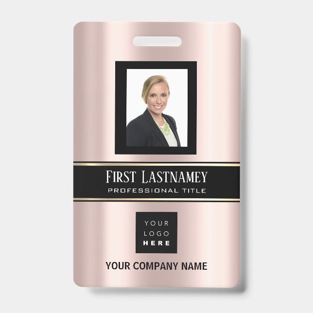 Badge Carte d'identité VIP Rose Gold Verticale avec Nom  (Avant)
