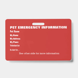 Badge Carte d'information d'urgence pour animaux v5