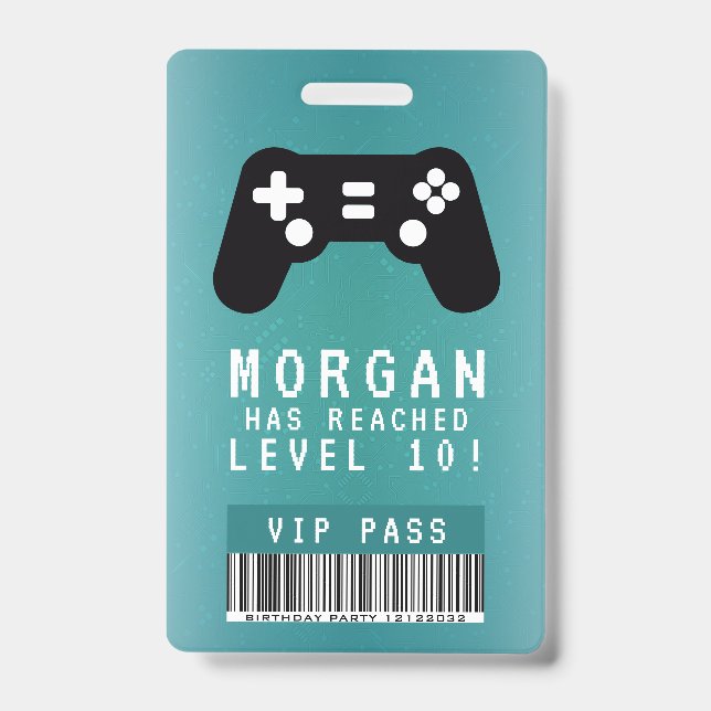 Badge Carte d'invitation d'anniversaire Gamer VIP  (Avant)