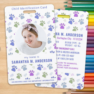 Badge Carte d'urgence d'identification de l'enfant Empre