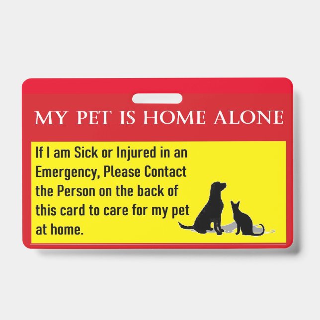 Badge Carte d'urgence individuelle pour animaux domestiq (Face)