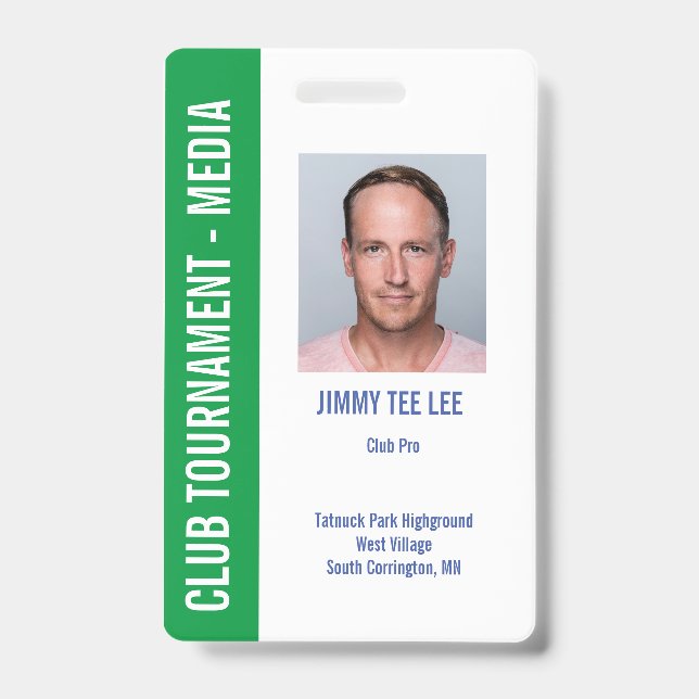 Badge Carte média de sécurité du tournoi de golf (Avant)