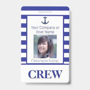 Badge Carte photo de l'équipage de bateau Nautical Stri