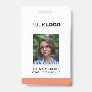 Badge Carte photo Employé Personnalisé, Logo, Code-Barre