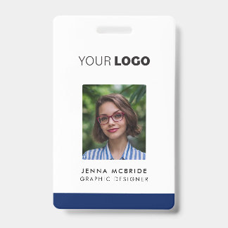Badge Carte photo Employé Personnalisé, Logo, Code-Barre