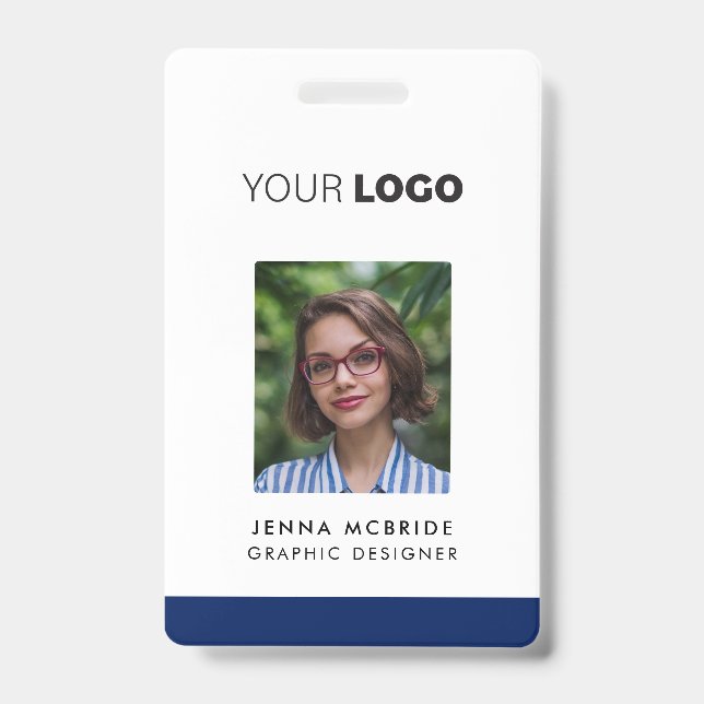 Badge Carte photo Employé Personnalisé, Logo, Code-Barre (Avant)