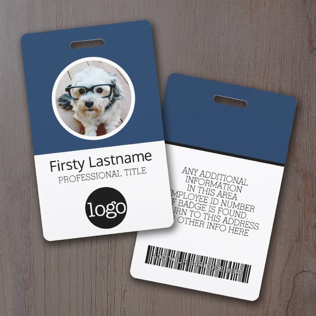 Badge Carte photo personnalisée avec code-barres employé (Créateur téléchargé)