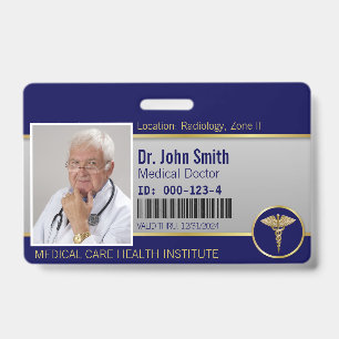 Badge Carte photo professionnelle Médicale Caduceus Gold