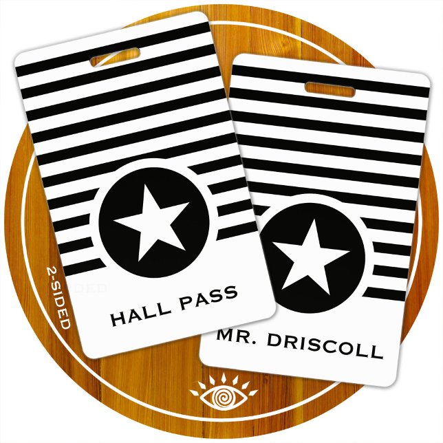 Badge Carte Striped Chic Star Hall pour enseignants (Créateur téléchargé)