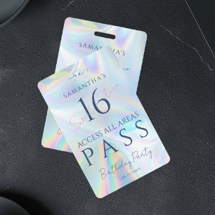 Badge Carte VIP Access Pass 16e anniversaire Holographiq