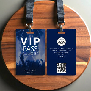 Badge Carte VIP All Access QR Code, événement Bleu