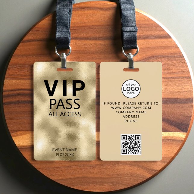 Badge Carte VIP All Access QR Code Event Gold Foil (Créateur téléchargé)