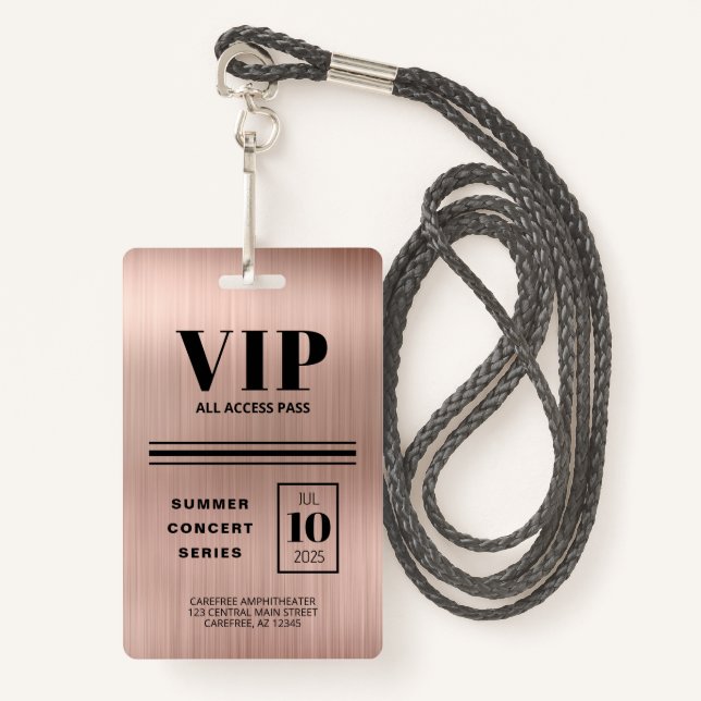 Badge Carte VIP All Access Rose Gold (Devant avec lanière)